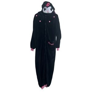 Sanrio Kuromi Onesie Cosplay One‎ Size Black Plush Hood Jumpsuit Anime Whimsical